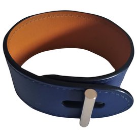 Hermès-Hermes Leather Bracelet-Blue