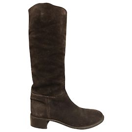 Prada suede boots dark brown size 38 Dark brown
