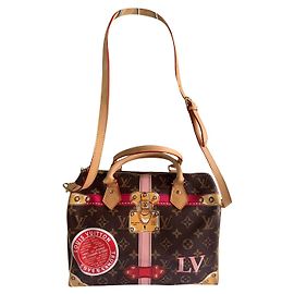 Malle d'été Louis Vuitton Speedy Marron Rose Rouge Doré