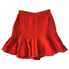 Carven Wollkrepp kurzer Rock Rot