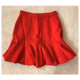 Carven-Saia curta de lã crepe-Vermelho