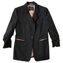 Emporio Armani-'80giacca blazer nera in lana-Nero