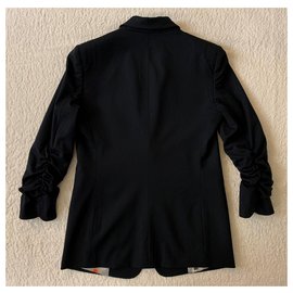 Emporio Armani-'80s wool black blazer jacket-Black