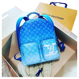 Louis Vuitton Wolken Motiv cloud Multipocket Rucksack neu White Blue