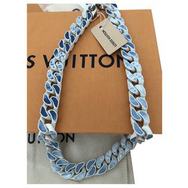 Louis Vuitton-Hammer! Louis Vuitton Keramik Monogramm Wolken Wolke Halskette neu-Weiß,Blau