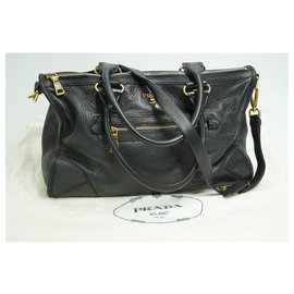 Prada-PRADA Bauletto Borsa in Pelle Vitello Daino Nera-Nero