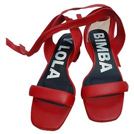 Bimba & Lola Red Leather Sandals 38 Red