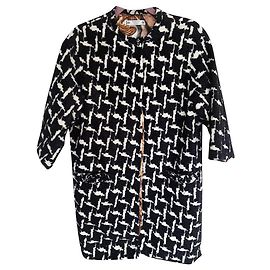 Autre Marque Abrigo de algodón azul pavo real Negro