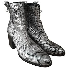 Autre Marque Purified Ankle Boots Silver Leather 38 Silvery
