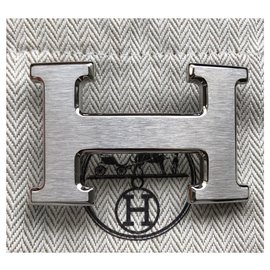 Hermès-Fibbia H spazzolata-Argento
