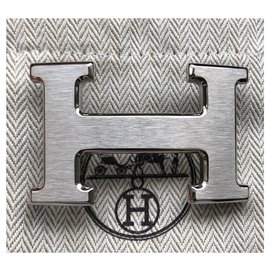 Hermès-Gebürstete H-Schnalle-Silber