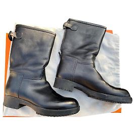 Hermès Lederstiefel schwarz Größe 40 Schwarz