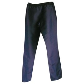 Chanel-CHANEL Pantalon collection Fusée Nylon bleu nuit T38-Bleu