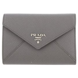 Prada-Prada Gray Saffiano Small Wallet-Grey