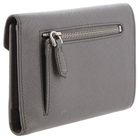 Prada-Prada Gray Saffiano Small Wallet-Grey