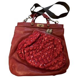 Marc Jacobs red leather and sequin handbag Red