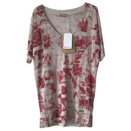 John Galliano XS Kurzarmpullover Rot