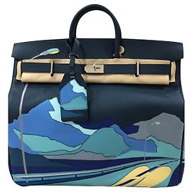 Sac à main Hermès Birkin 50 HAC Bleu Cuir Bleu