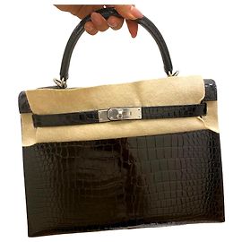 Hermès Kelly32  noire cuire exotique Noir