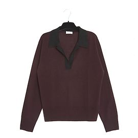Dries Van Noten Wollstrickpullover burgunder schwarz 38 Bordeaux