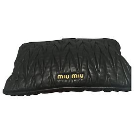 Miu Miu Black Leather Clutch Bag Black
