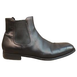 Prada Chelsea Boots Black Leather 43 Black