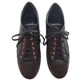 Chanel-Chanel leather sneakers 42-Black