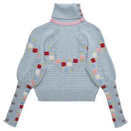 Chanel $4100 Pull en cachemire Runway Multicolore Bleu clair