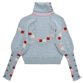 Chanel $4100 Runway Cashmere Pullover Mehrfarben Hellblau