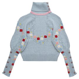 Chanel-$4100 Runway Cashmere Pullover-Mehrfarben ,Hellblau
