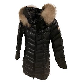 Abrigo Moncler Negro de Piel Negro