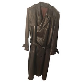YVES SAINT LAURENT leather coat lamb nappa brown VINTAGE 50-52/ NP 4170 € Brown
