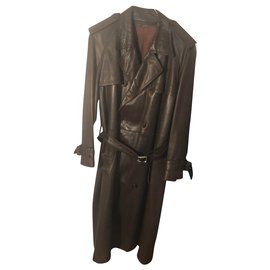 Yves Saint Laurent-YVES SAINT LAURENT leather coat lamb nappa brown VINTAGE 50-52/ NP 4170 €-Brown