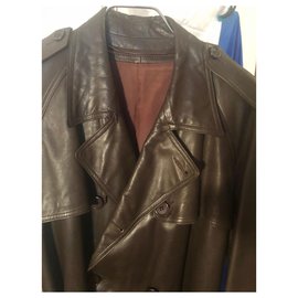 Yves Saint Laurent-YVES SAINT LAURENT leather coat lamb nappa brown VINTAGE 50-52/ NP 4170 €-Brown