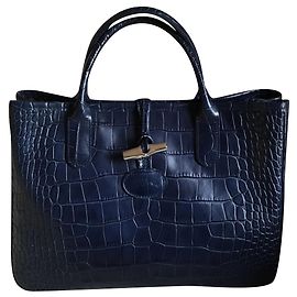 Longchamp SACOLA MARINE CROCO em couro de bezerro Azul marinho