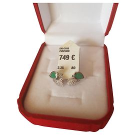Autre Marque 18k Gold Emerald and Diamond Earrings White
