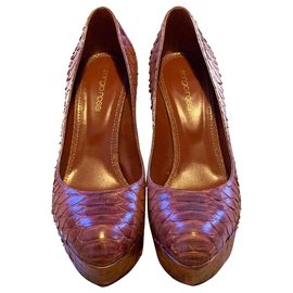 Sergio Rossi Python Pumps Kastanienbraun Kastanie