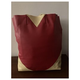 Céline-Bolso tote bicolor con corazón de piel de cordero-Roja