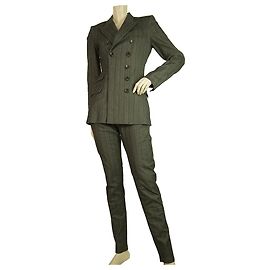 Isabel Marant Gray Striped Jacket Trousers Pants Set Suit size 36 Grey