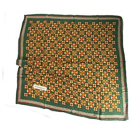 Lenço de seda com estampa quadrada YVES SAINT LAURENT YSL Verde floral e Ecaille Multicor