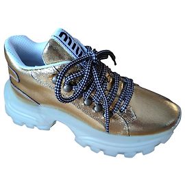 SNEAKERS À SEMELLE MAXI CHUNKY GOLD MIU MIU Doré