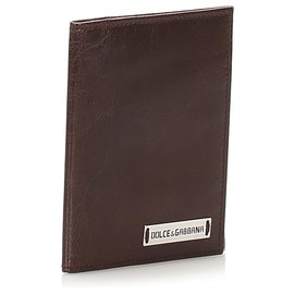 Autre Marque-Dolce&Gabbana Brown Leather Passport Case-Brown,Dark brown