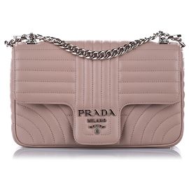 Borsa a tracolla Prada Diagramme in pelle marrone Marrone Beige