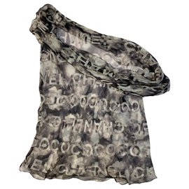 COCO CHANEL röhrenförmiger Seidenschal Anthrazitgrau