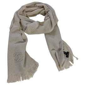 Chanel-Chanel cashmere and silk stole-White