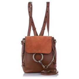Chloé Chloe Brown Faye Leather Backpack Brown