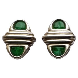 Guy Laroche-Clip earrings-Silvery,Green