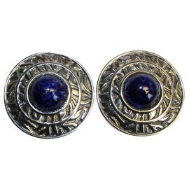 Guy Laroche-Clip earrings-Silvery,Navy blue