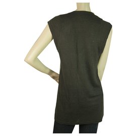 Isabel Marant Etoile-Isabel Marant Etoile blusa regata longa cinza escuro de linho sem mangas sz S-Cinza antracite