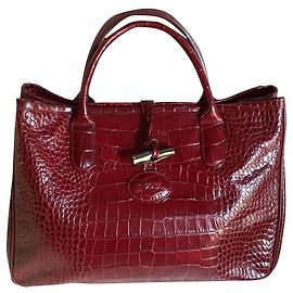 Longchamp BOLSA DE COURO EM FORMA BORDEAUX CROCO Bordeaux